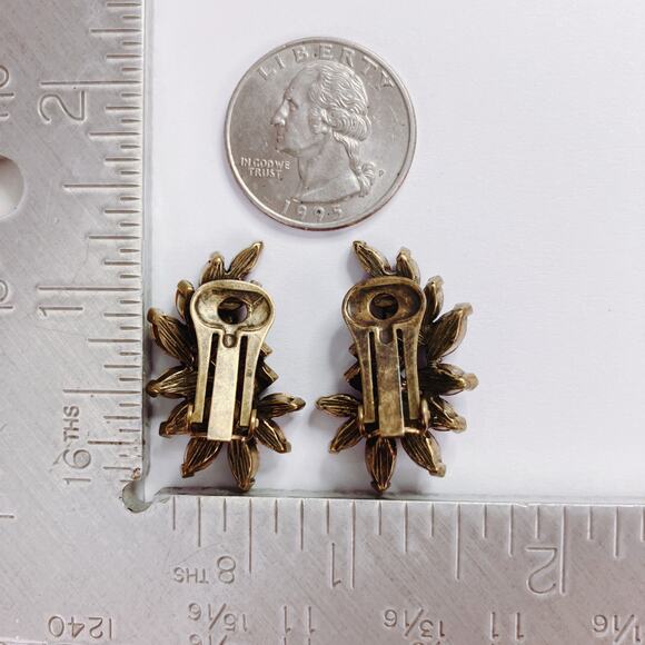 Unsigned Heidi Daus Purple Rhinestone Clip-On Earrings Striped Evening Cocktail - Picture 11 of 11